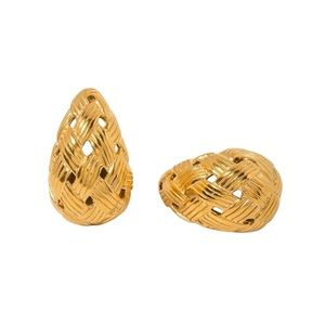 Stainless steel 18K gold plated braided chunky tear drop earrings